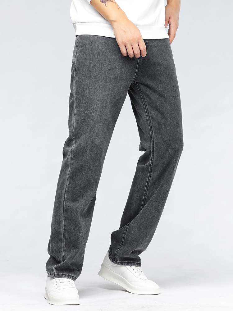 Men'S Fashion Grey Jeans - Jeans Holgados de Moda Coreana para