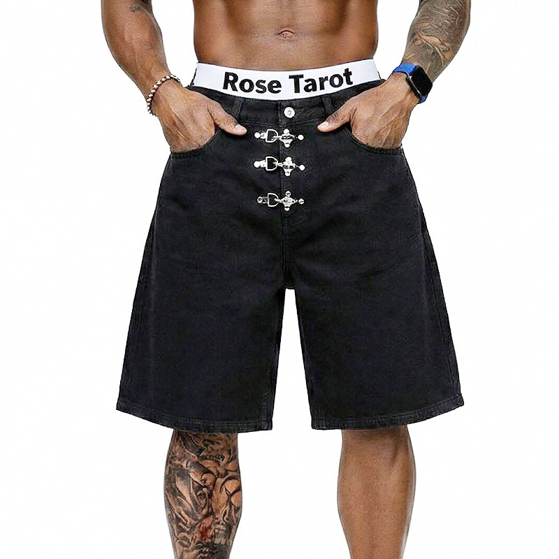 Jeans Pants Fashion Men - Pantalones Cortos de Mezclilla Anchos con
