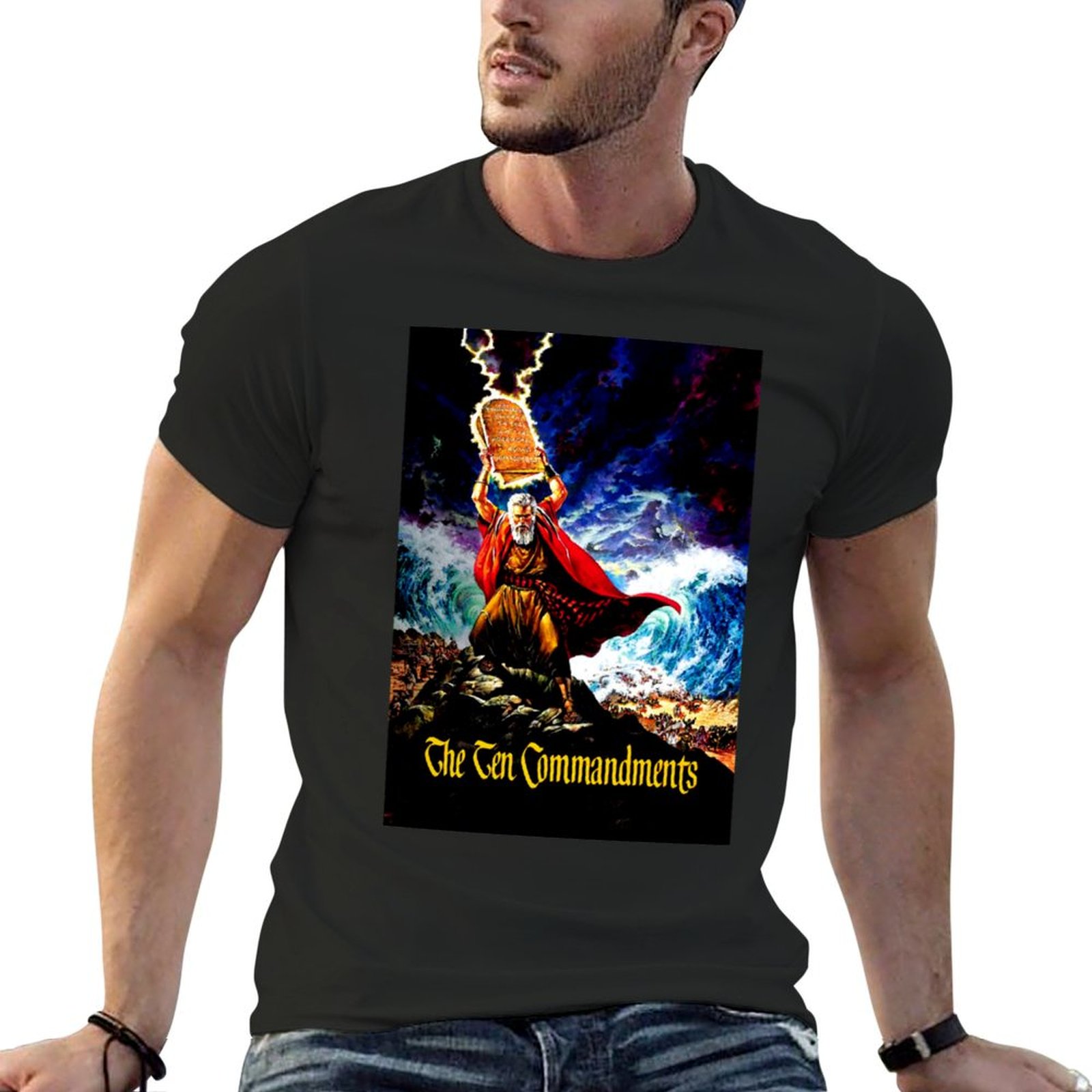 1950S Fashion Men'S - Camiseta de los diez mandamientos de