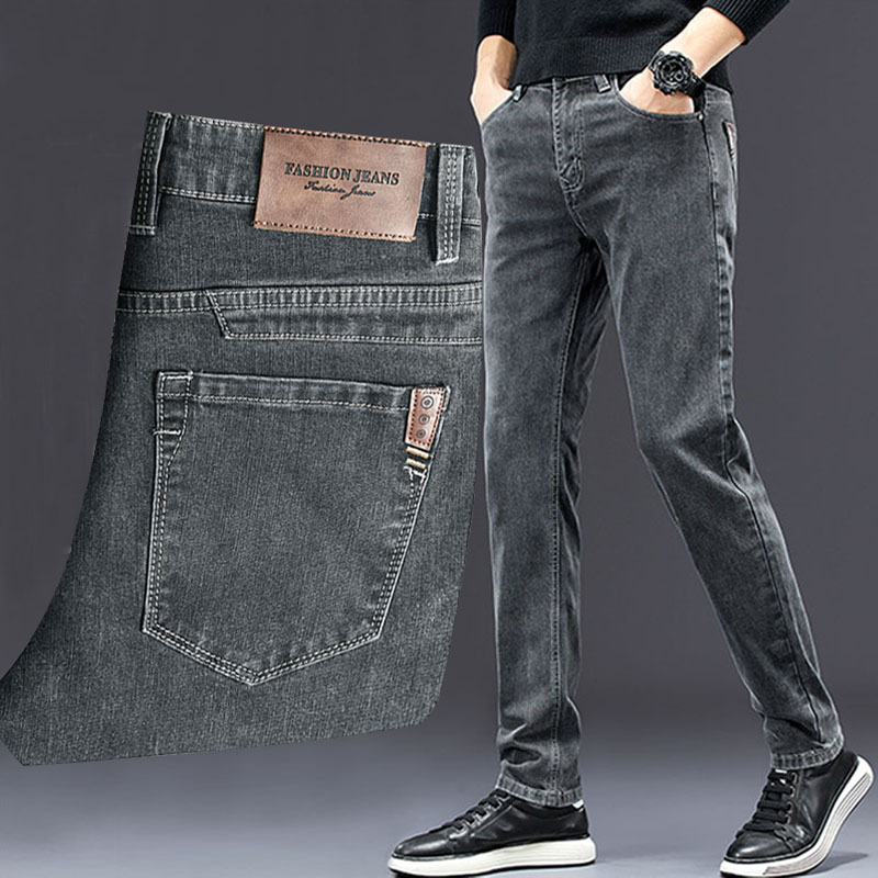 Men'S Fashion Grey Jeans - Pantalones vaqueros ajustados para hombre, jeans