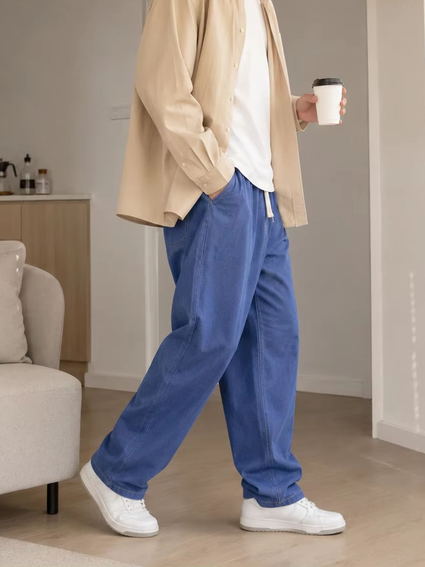 Men'S Fashion Grey Jeans - Pantalones Vaqueros Casuales Holgados para Hombre,
