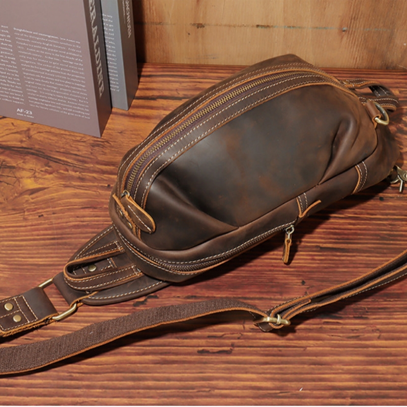 Crossbody Bag Men - Bolso de pecho multifunción de cuero