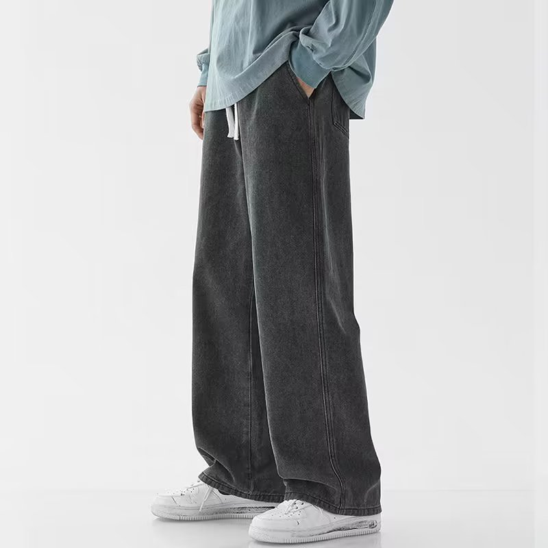 Men'S Fashion Grey Jeans - Pantalones vaqueros holgados de moda coreana