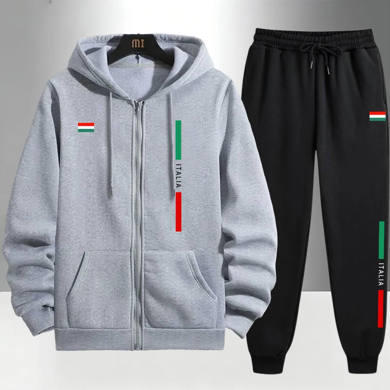 Conjunto de Moda Italiana para - Men'S Fashion Zipper Hoodie reseña y precio