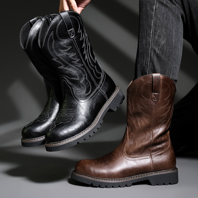 Botas De vaquero a la moda par - Mens Fashion Zapatos reseña y precio
