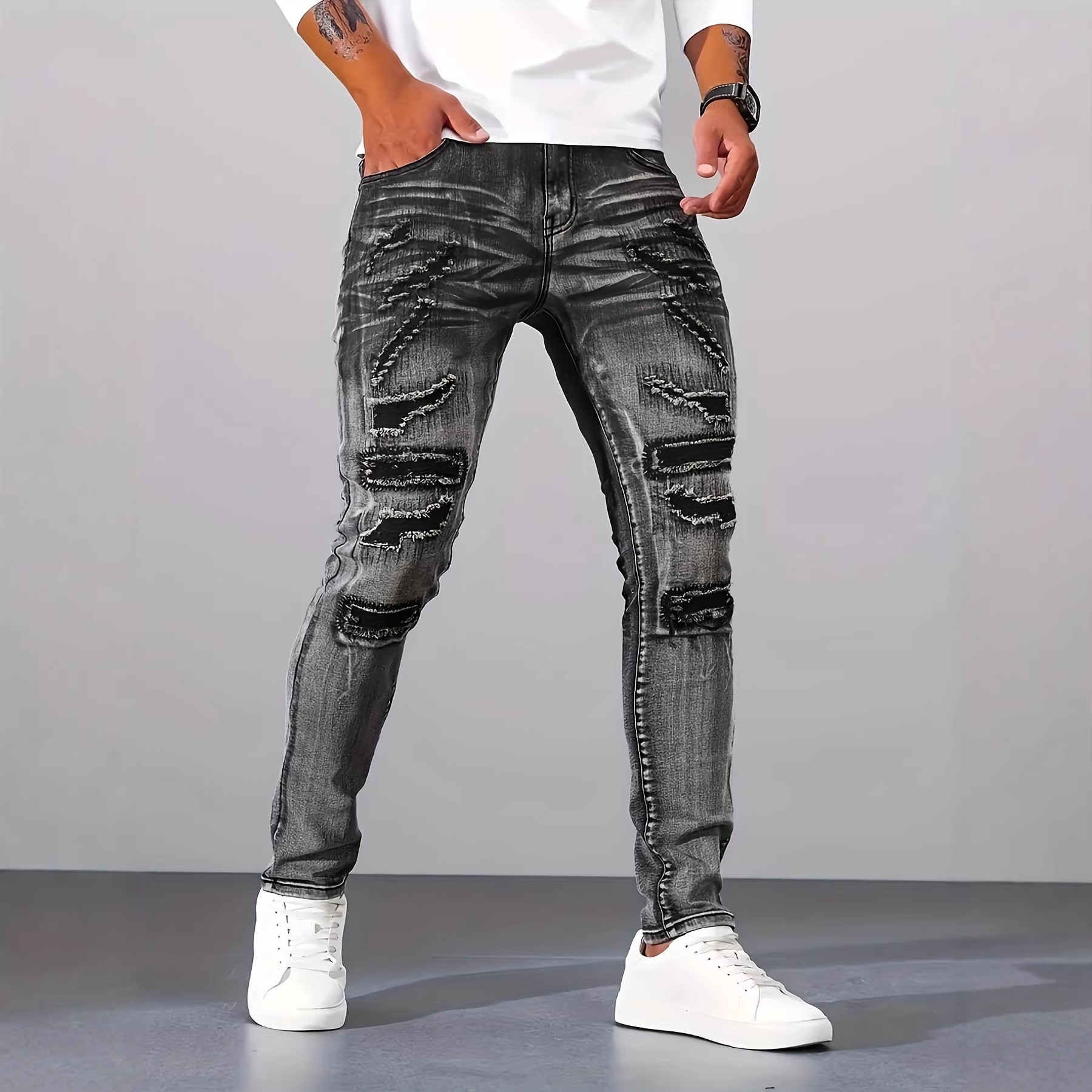 Pantalones Vaqueros de Mezclil - Men'S Fashion Grey Jeans reseña y precio