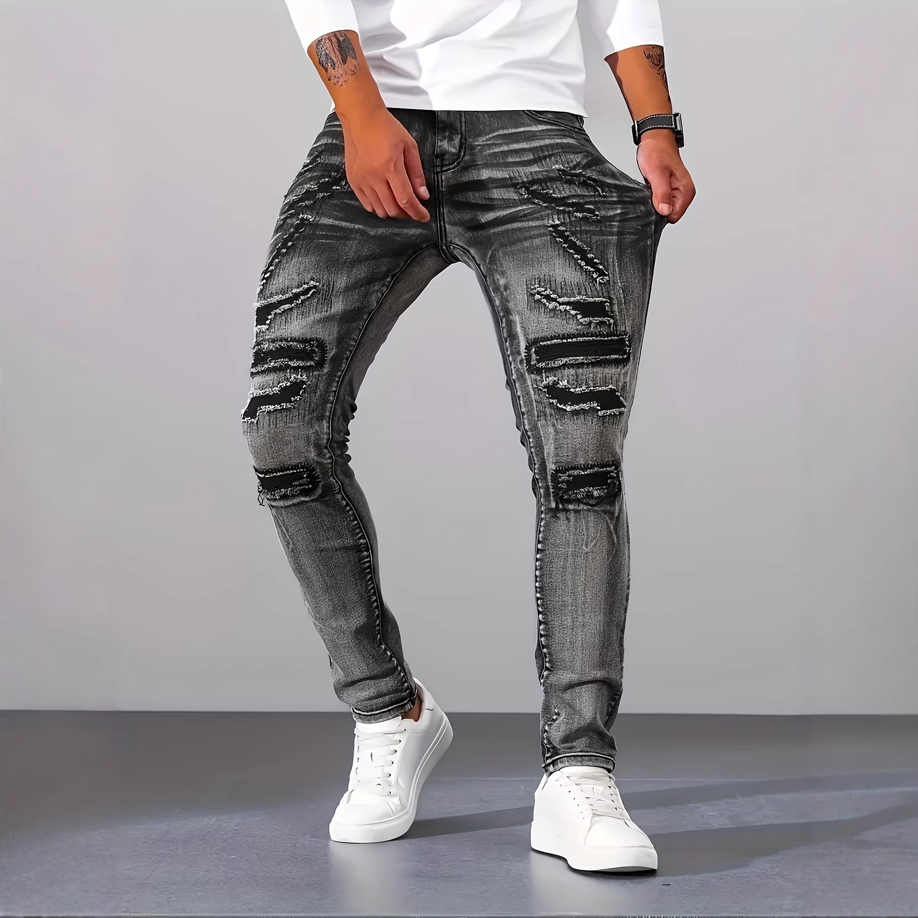 Pantalones Vaqueros de Mezclil - Men'S Fashion Grey Jeans reseña y precio