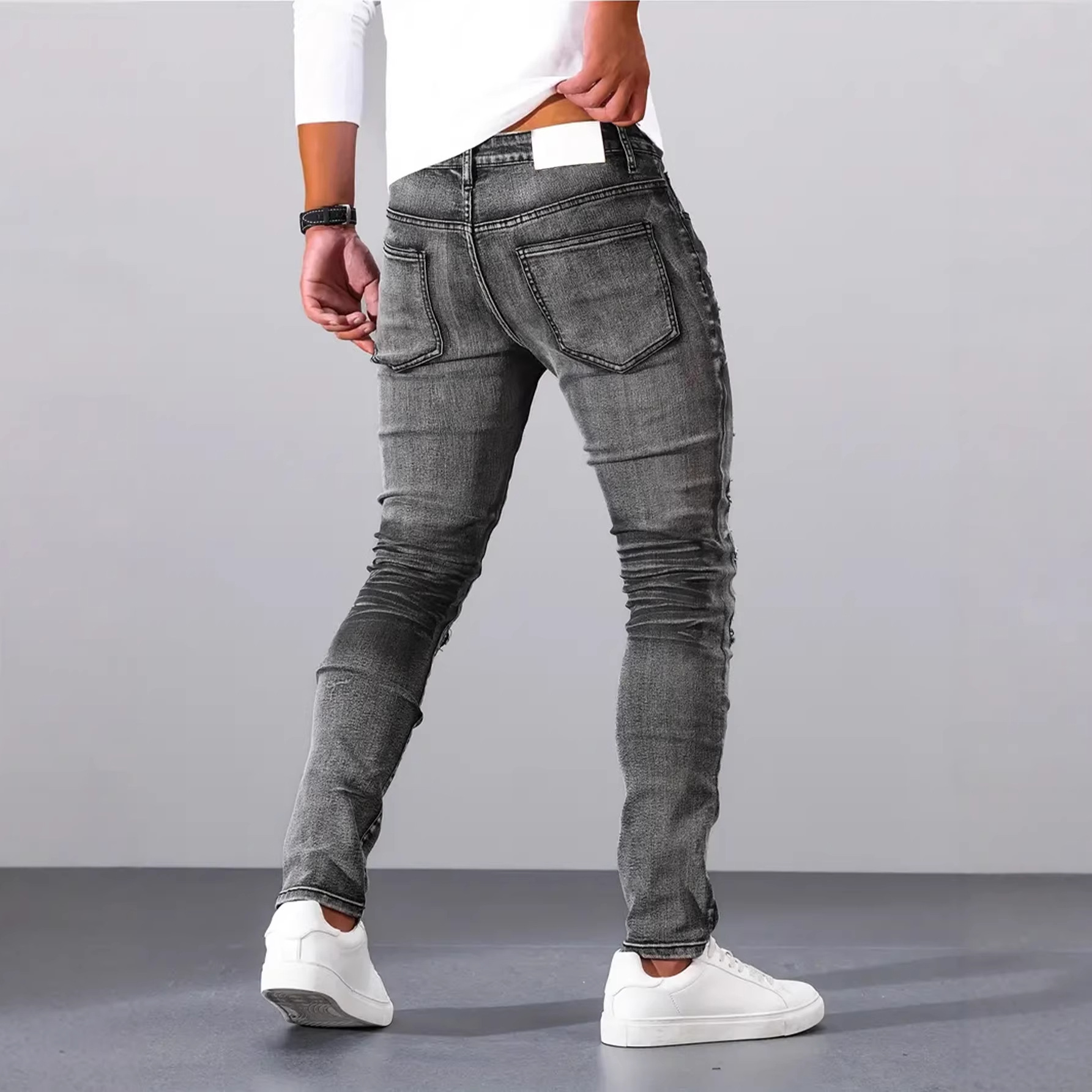 Pantalones Vaqueros de Mezclil - Men'S Fashion Grey Jeans reseña y precio