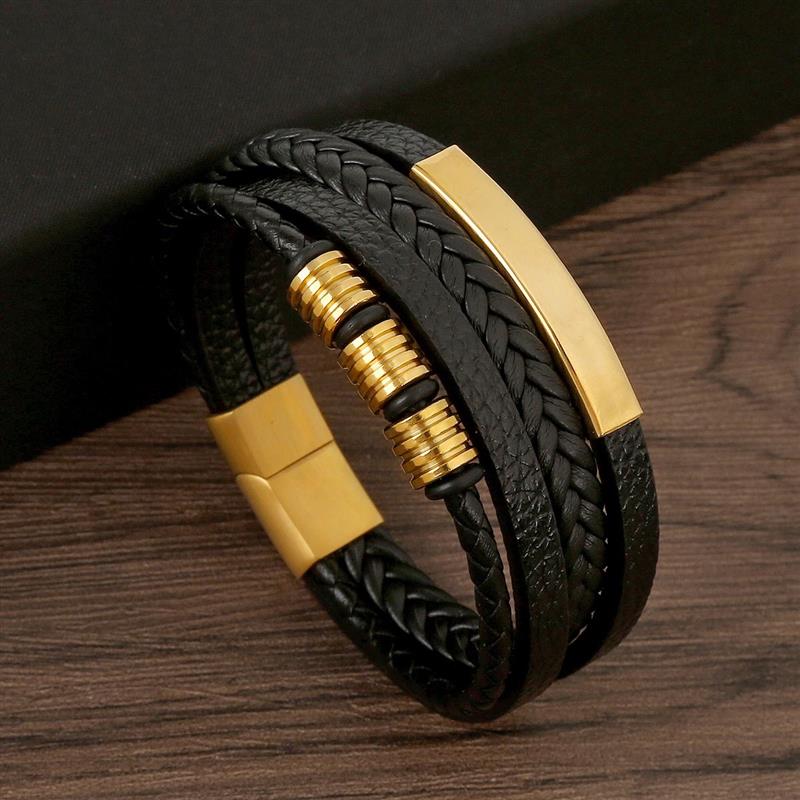 Pulsera de cuero clásica para  - Mens Fashion Combination reseña y precio