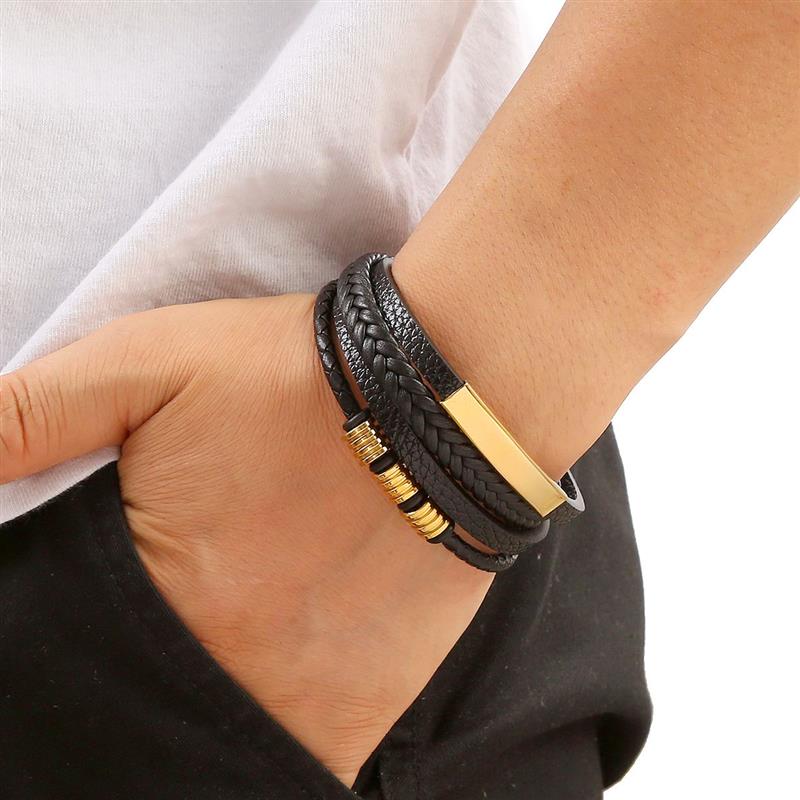 Pulsera de cuero clásica para  - Mens Fashion Combination reseña y precio