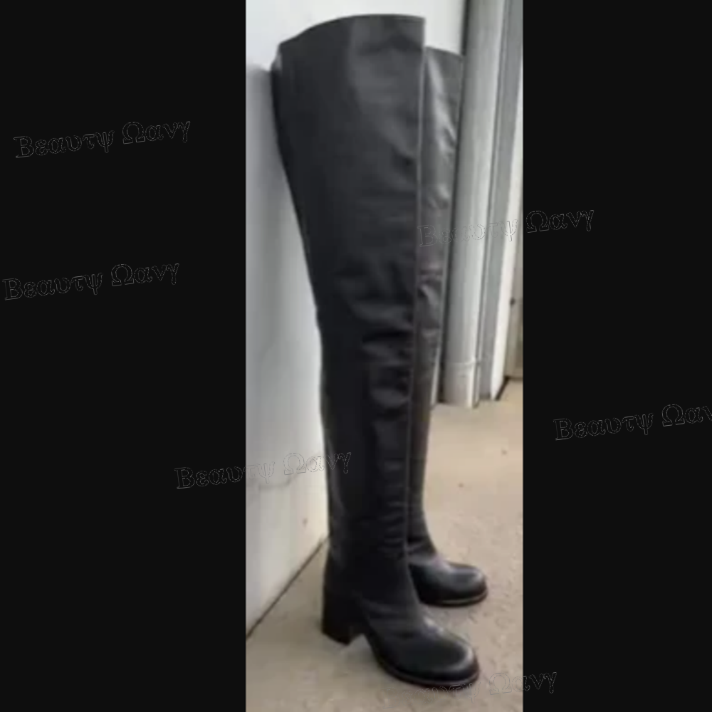 Botas Negras de Tacón Grueso y - Mens Fashion Zapatos reseña y precio