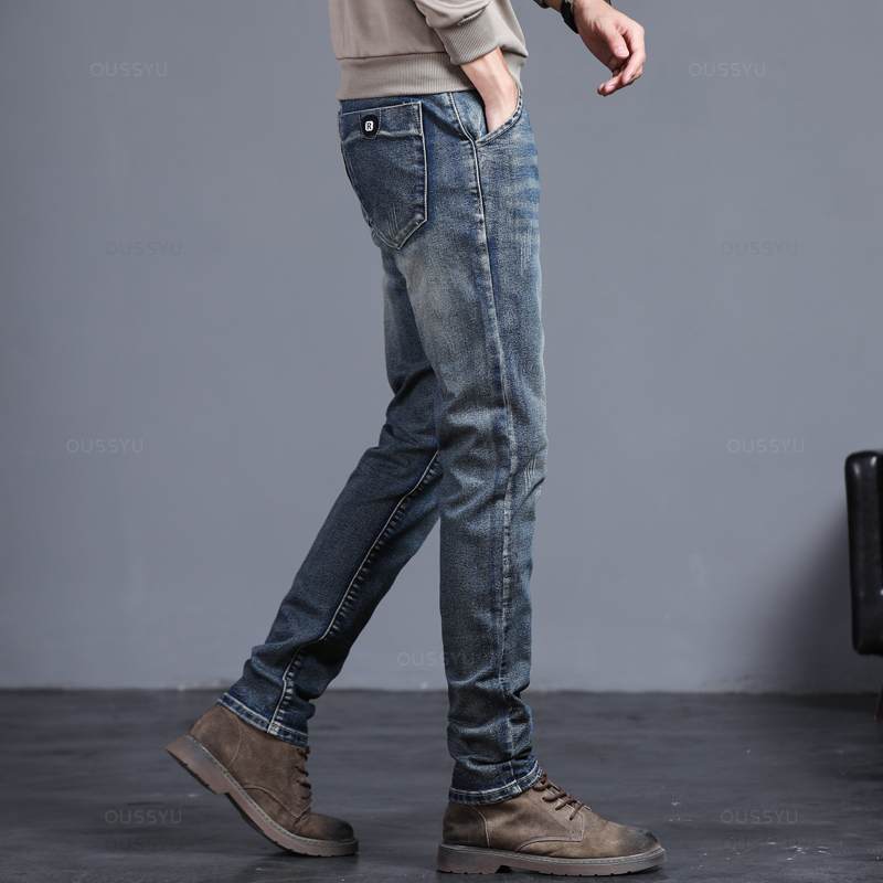 Primavera otoño hombres clásic - Men'S Fashion Grey Jeans reseña y precio
