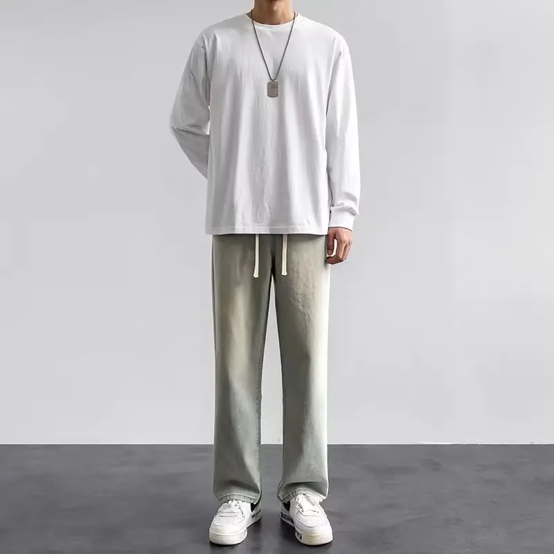 Ropa de calle de estilo corean - Men'S Fashion Grey Jeans reseña y precio