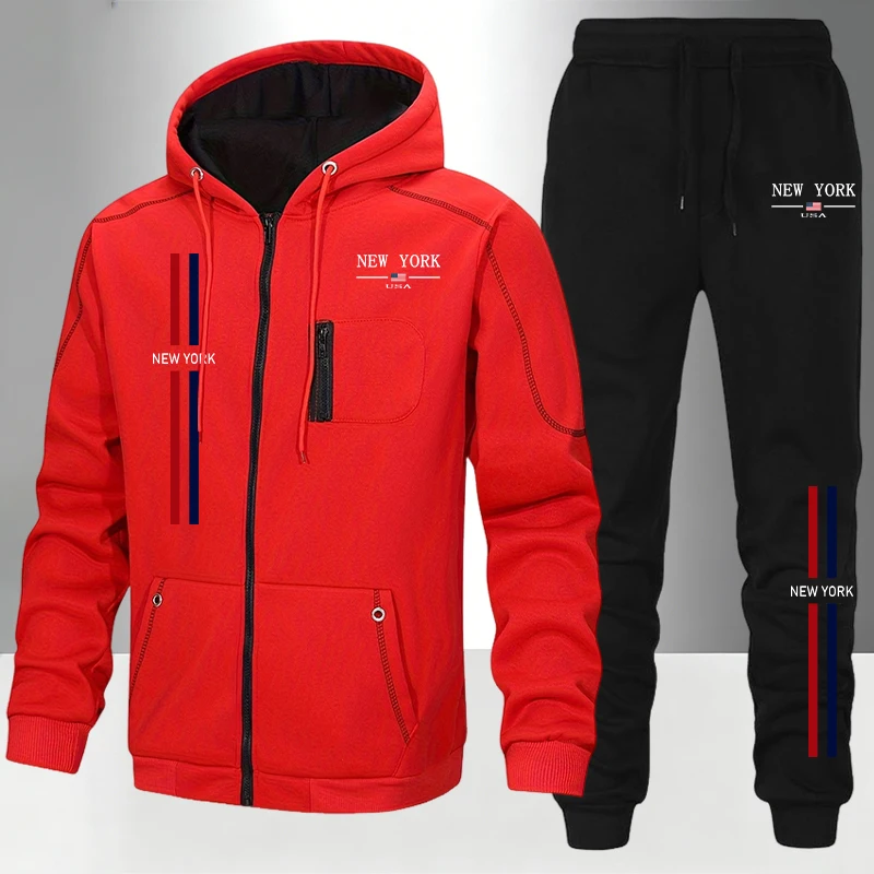 Conjunto de Hombre/Chaqueta/Pa - Men'S Fashion Zipper Hoodie reseña y precio