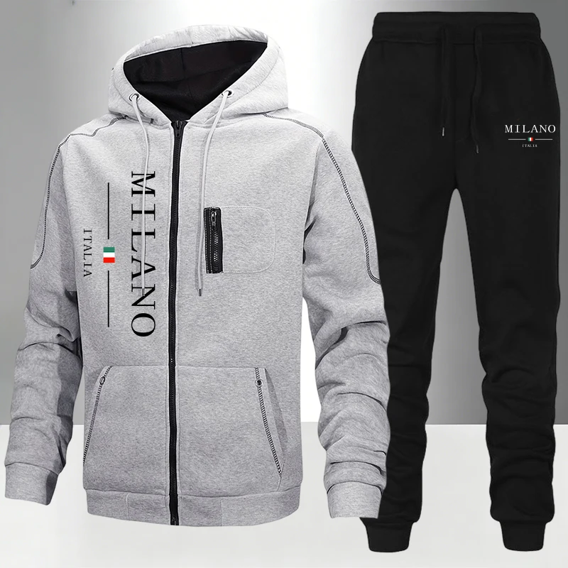 Conjunto de Moda Italiana para - Men'S Fashion Zipper Hoodie reseña y precio