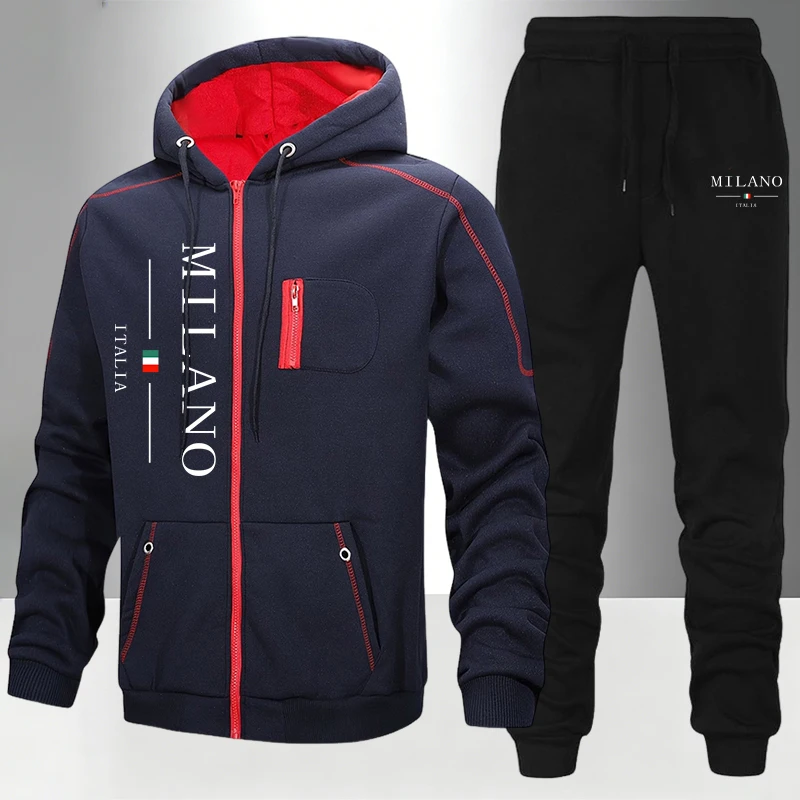 Conjunto de Moda Italiana para - Men'S Fashion Zipper Hoodie reseña y precio