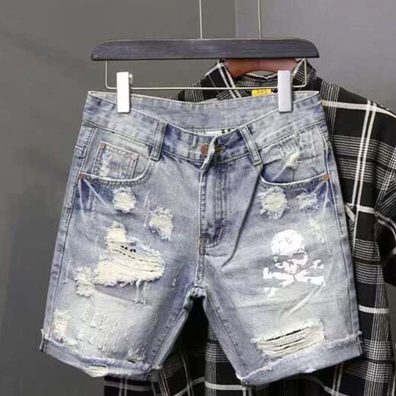 Pantalones vaqueros cortos ras - Jeans Pants Fashion Men reseña y precio